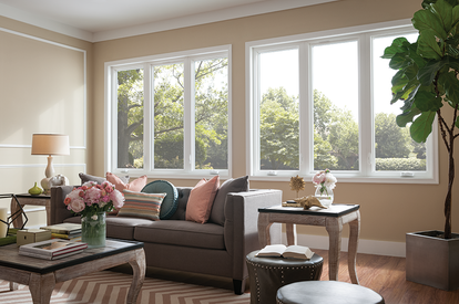 casement windows, living room, MI Windows and Doors