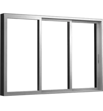 Image of a stacking door with 3 panels in white.